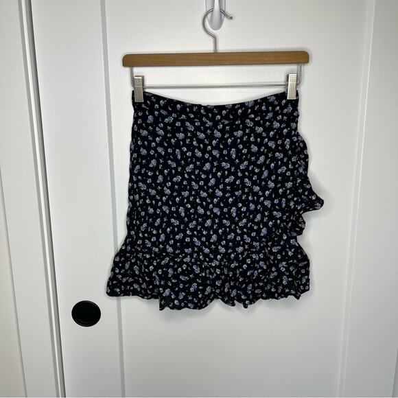 Madewell Ruffle-Wrap Mini Skirt Baby’s Breath Blue Floral Pattern Size - Picture 2 of 8